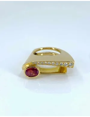 Bague Créateur Or, Saphir Rose & Diamants 2