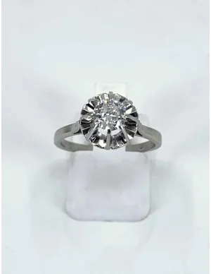 Bague Vintage Or Blanc, Platine & Solitaire 2