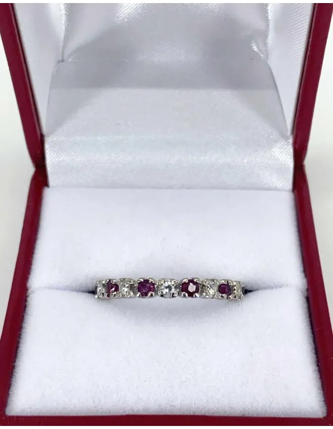 Alliance Tour Complet Or Blanc, Rubis & Diamants