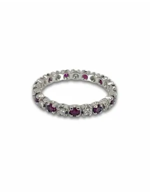 Alliance Tour Complet Or Blanc, Rubis & Diamants