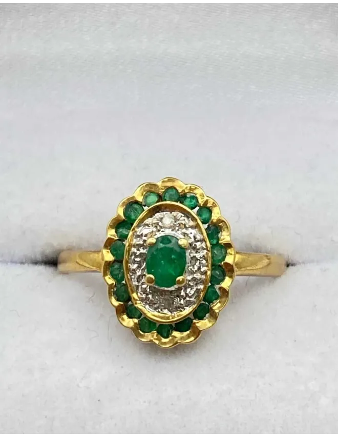 Bague Or, Emeraudes & Diamants