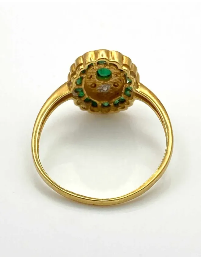 Bague Or, Emeraudes & Diamants
