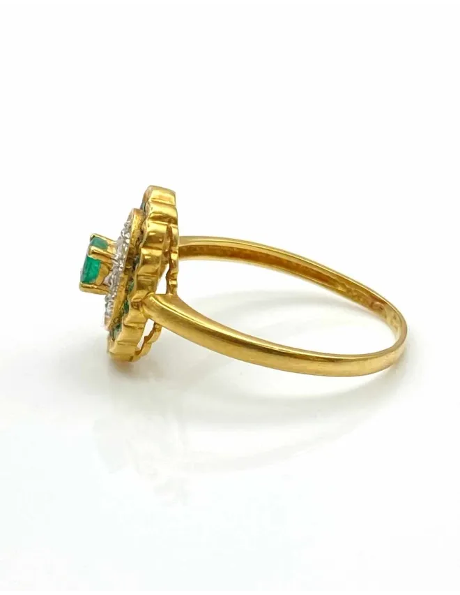 Bague Or, Emeraudes & Diamants