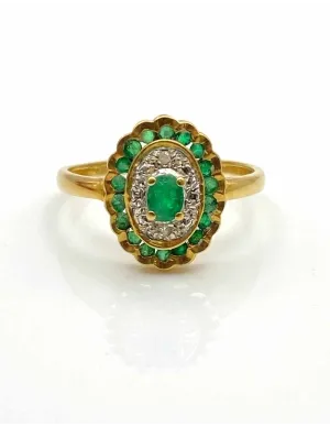Bague Or, Emeraudes & Diamants