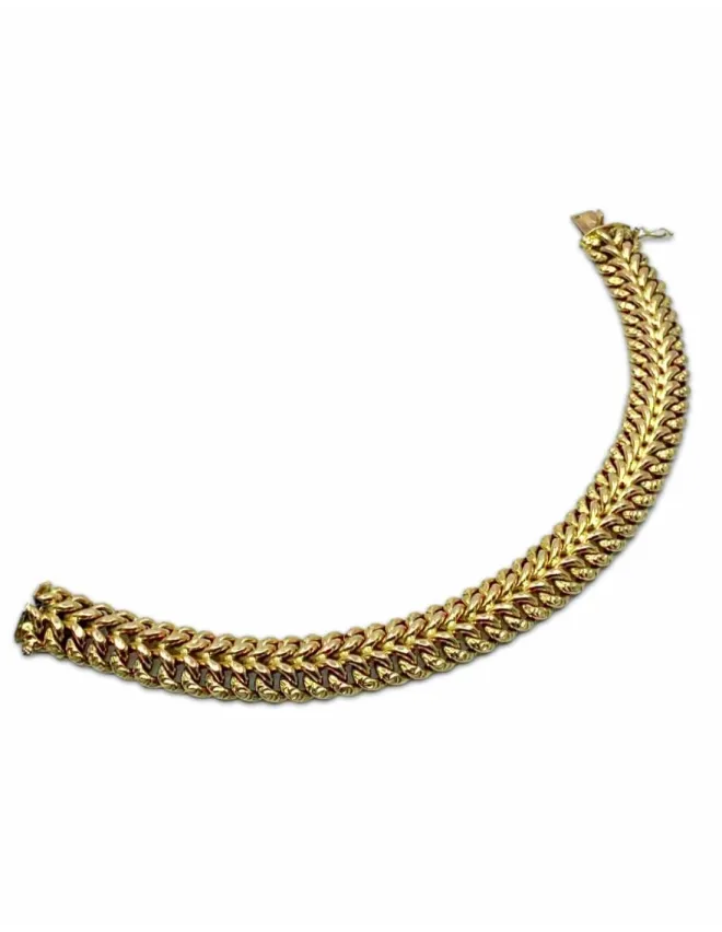 Bracelet Vintage Maille Americaine Or Jaune