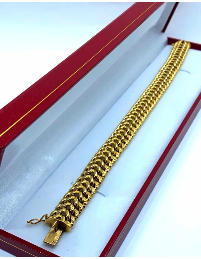Bracelet Vintage Maille Americaine Or Jaune