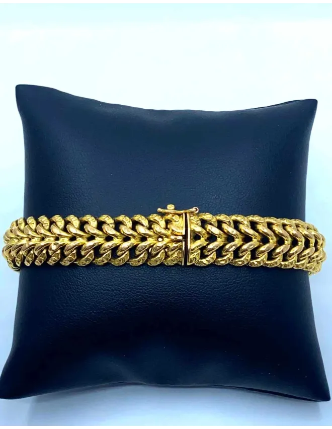 Bracelet Vintage Maille Americaine Or Jaune
