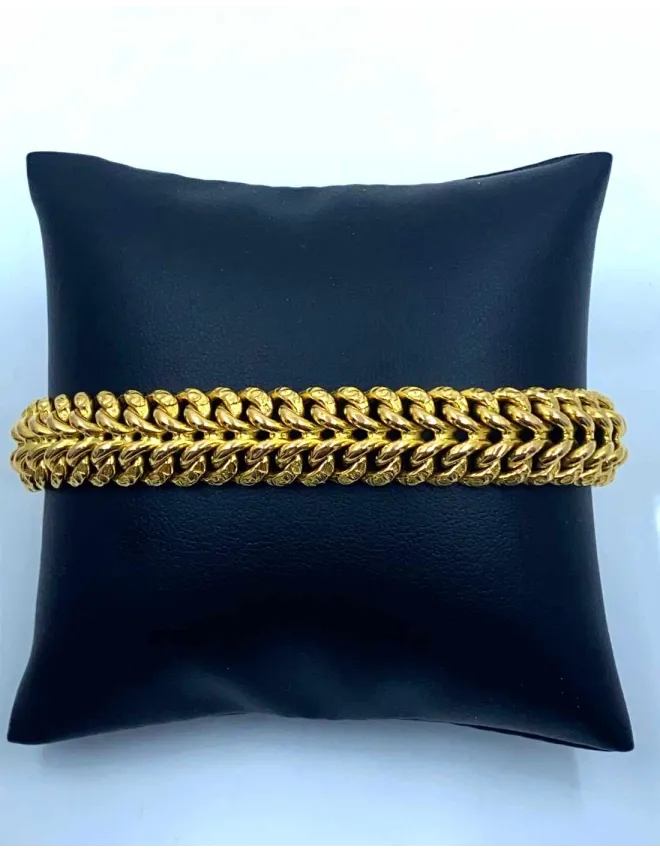 Bracelet Vintage Maille Americaine Or Jaune