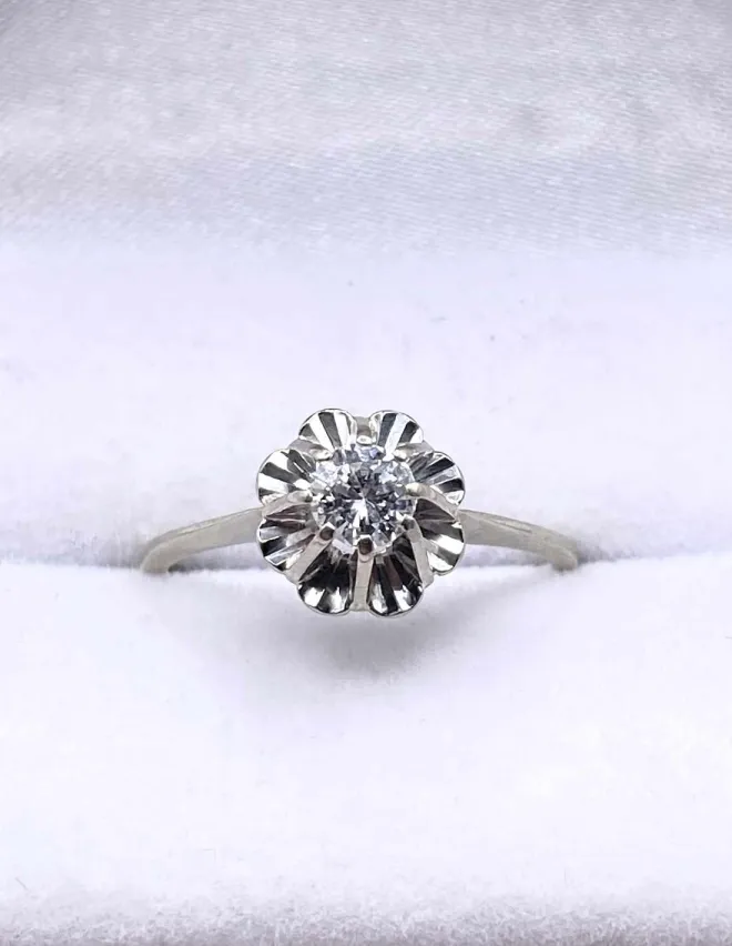 Bague Or Blanc & Diamant Solitaire