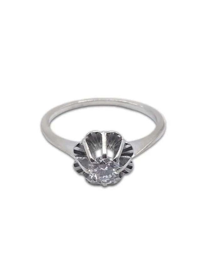 Bague Or Blanc & Diamant Solitaire