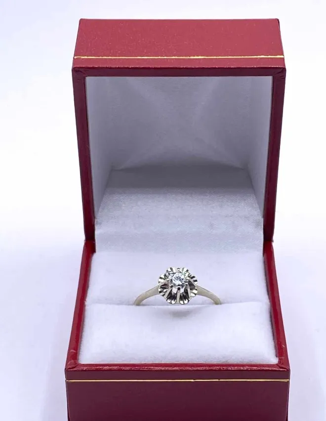 Bague Or Blanc & Diamant Solitaire