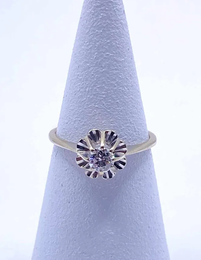 Bague Or Blanc & Diamant Solitaire