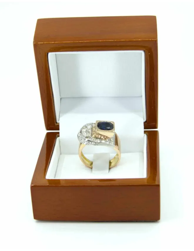 Bague Tank Ceinture Or, Saphir & Diamants