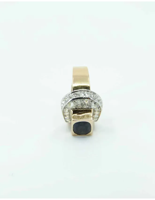 Bague Tank Ceinture Or, Saphir & Diamants
