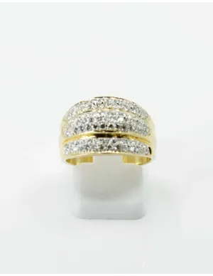 Bague Or Jaune Godrons Pavés Diamants 2