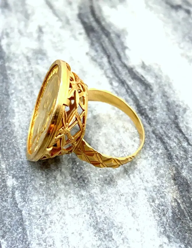 Bague Vintage Or Jaune Pièce 20 francs