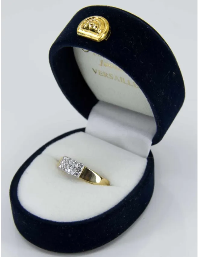 Bague Vintage Or Jaune, Or Blanc Pavée Diamants