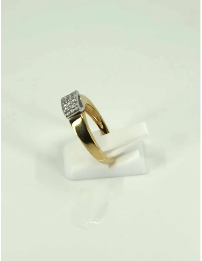 Bague Vintage Or Jaune, Or Blanc Pavée Diamants