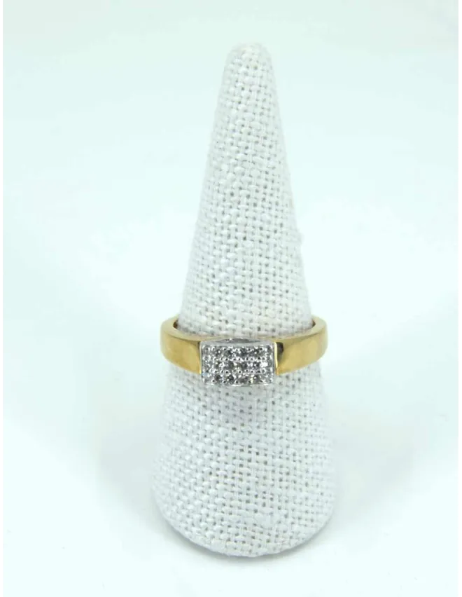 Bague Vintage Or Jaune, Or Blanc Pavée Diamants