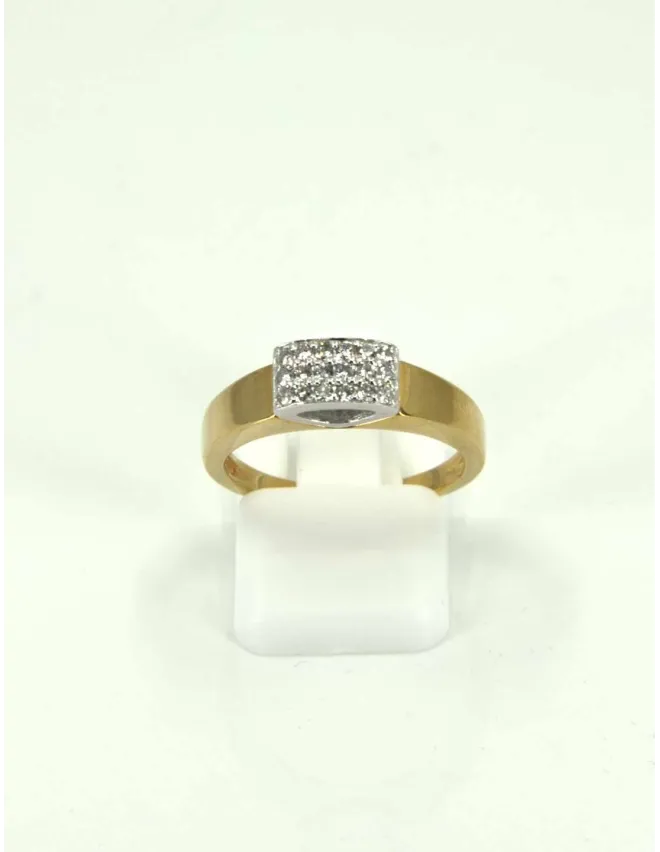 Bague Vintage Or Jaune, Or Blanc Pavée Diamants