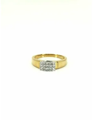 Bague Vintage Or Jaune, Or Blanc Pavée Diamants