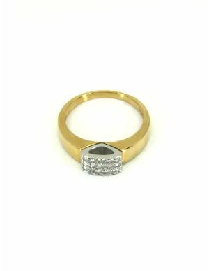 Bague Vintage Or Jaune, Or Blanc Pavée Diamants 2