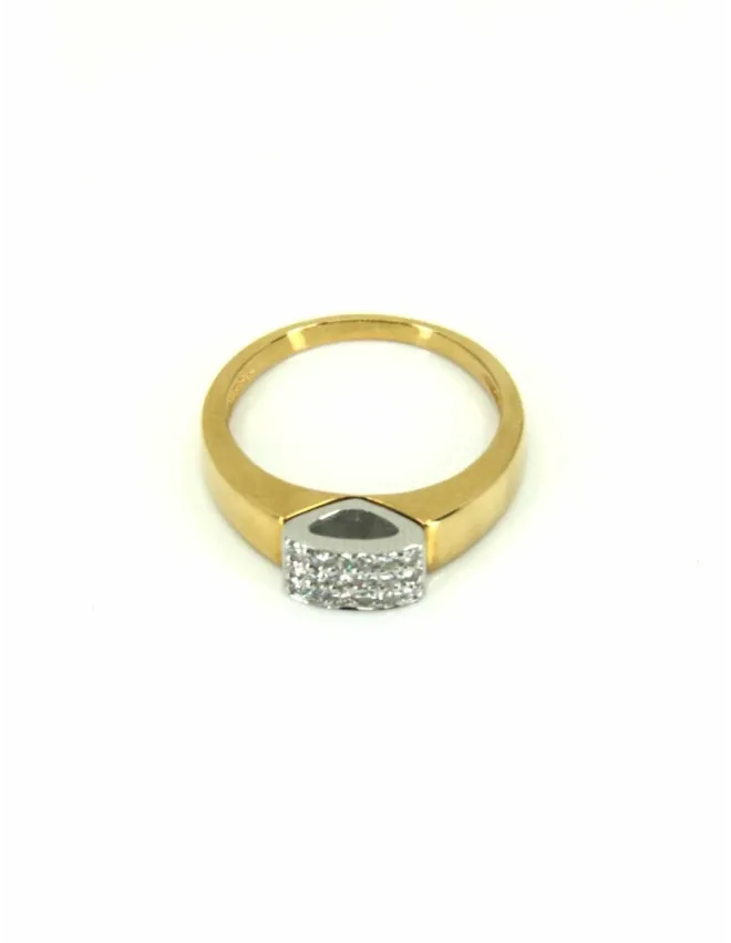 Bague Vintage Or Jaune, Or Blanc Pavée Diamants