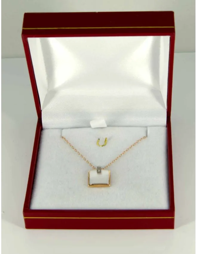 Collier Or Rose Pendentif Nacre & Diamants