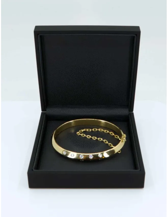 Bracelet Jonc Ovale Ouvrant Or Jaune & Diamants
