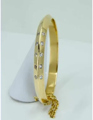 Bracelet Jonc Ovale Ouvrant Or Jaune & Diamants