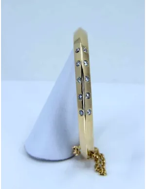 Bracelet Jonc Ovale Ouvrant Or Jaune & Diamants 2