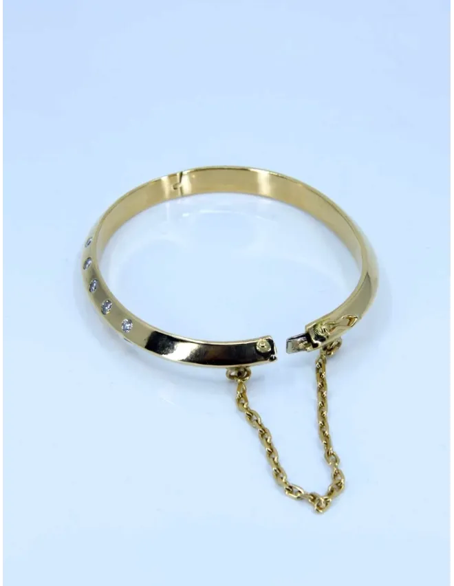 Bracelet Jonc Ovale Ouvrant Or Jaune & Diamants