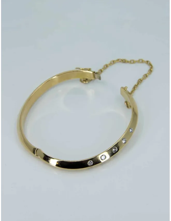 Bracelet Jonc Ovale Ouvrant Or Jaune & Diamants
