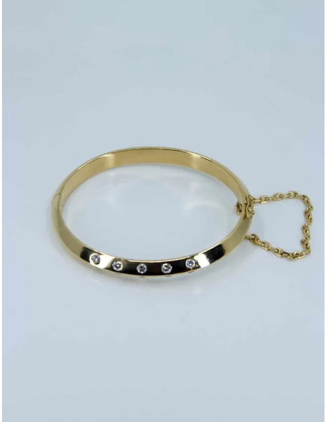 Bracelet Jonc Ovale Ouvrant Or Jaune & Diamants