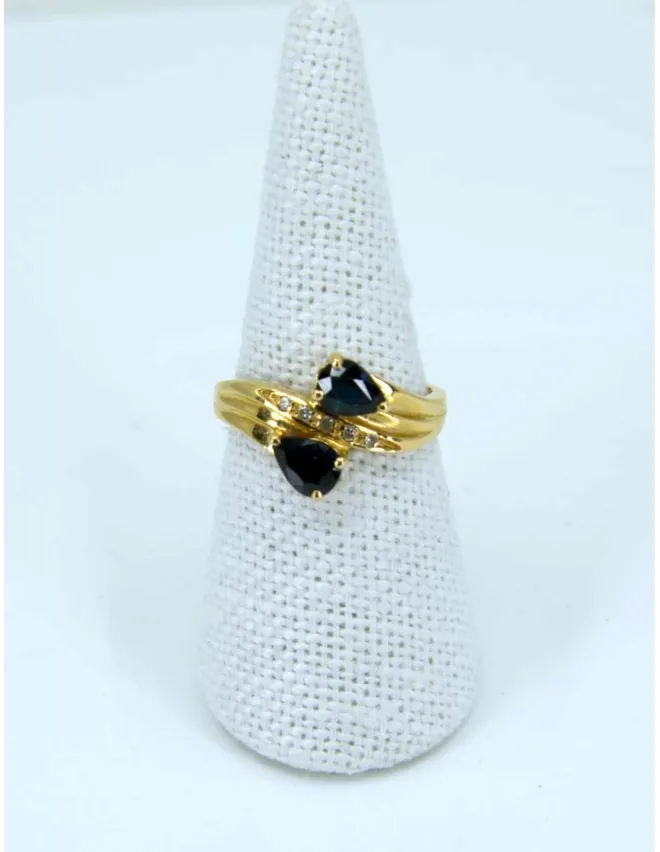 Bague Toi & Moi Or Jaune, Saphirs & Diamants