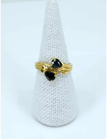 Bague Toi & Moi Or Jaune, Saphirs & Diamants