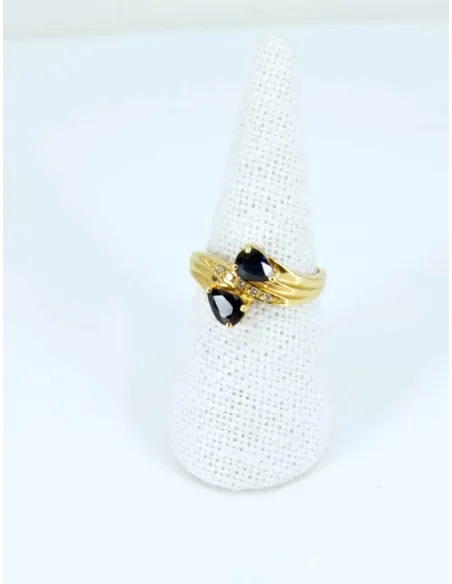 Bague Toi & Moi Or Jaune, Saphirs & Diamants