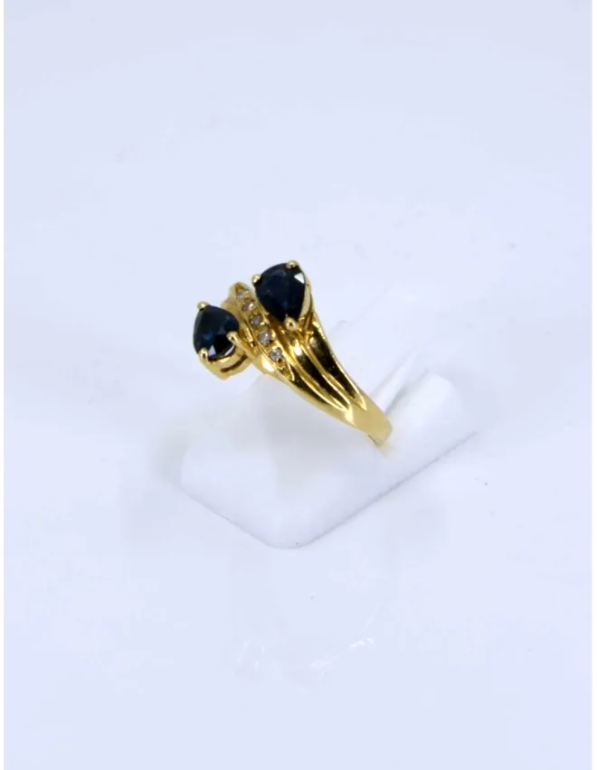 Bague Toi & Moi Or Jaune, Saphirs & Diamants