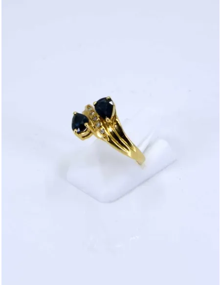Bague Toi & Moi Or Jaune, Saphirs & Diamants