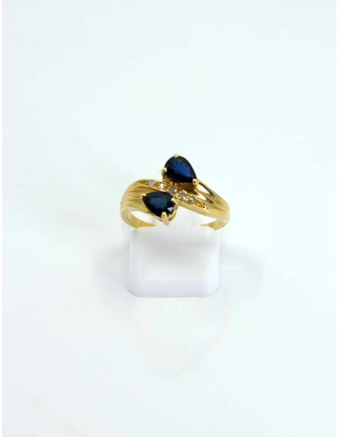 Bague Toi & Moi Or Jaune, Saphirs & Diamants