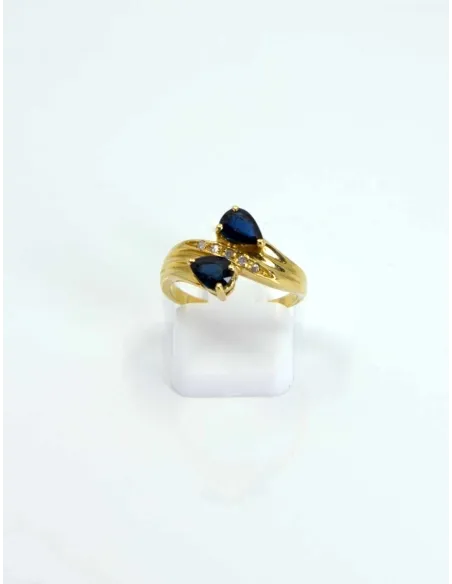 Bague Toi & Moi Or Jaune, Saphirs & Diamants