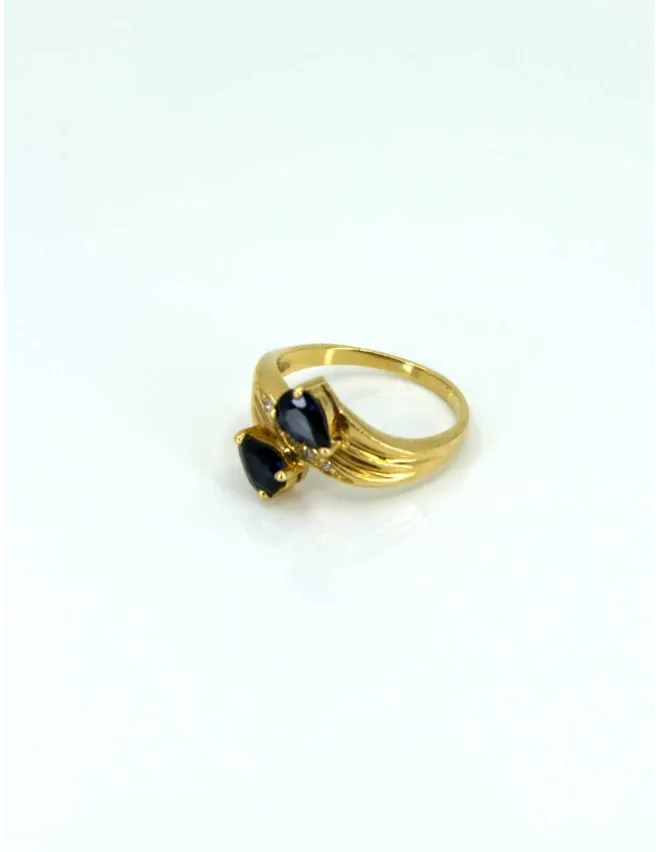 Bague Toi & Moi Or Jaune, Saphirs & Diamants