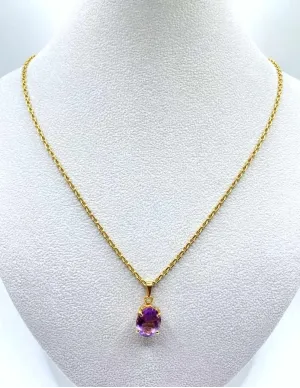 Chaine Or Jaune et Pendentif Améthyste