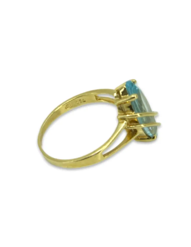 Bague Marquise Or Jaune 18K & Aigue Marine