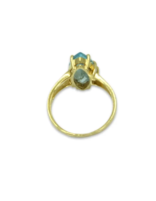 Bague Marquise Or Jaune 18K & Aigue Marine