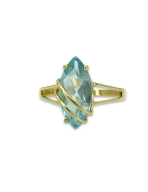 Bague Marquise Or Jaune 18K & Aigue Marine