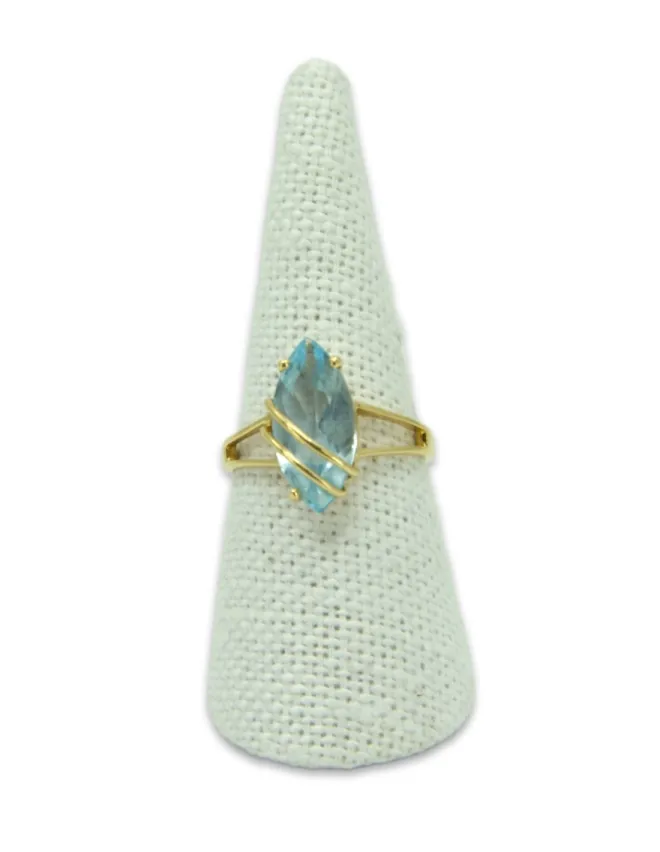 Bague Marquise Or Jaune 18K & Aigue Marine