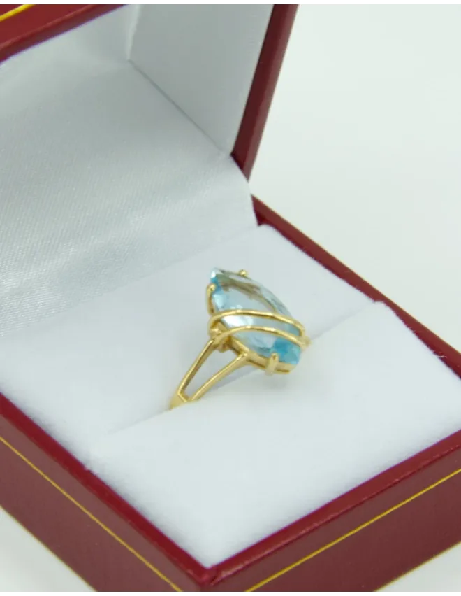 Bague Marquise Or Jaune 18K & Aigue Marine