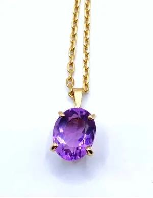 Chaine Or Jaune et Pendentif Améthyste 2