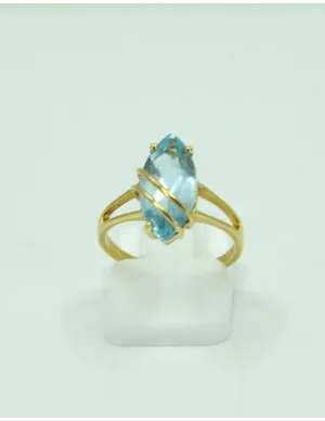 Bague Marquise Or Jaune 18K & Aigue Marine 2